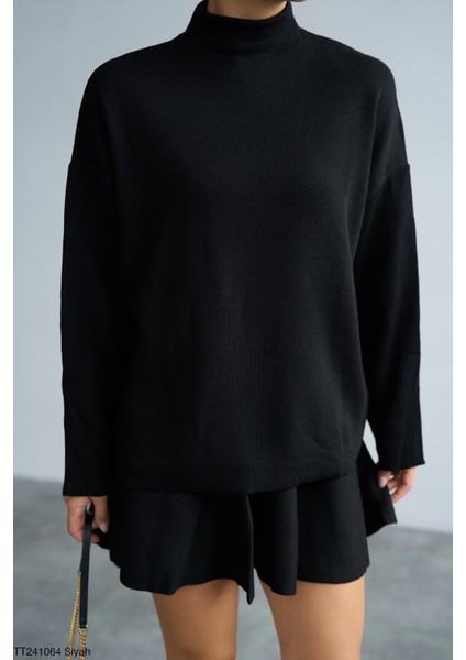 Kadın Triko Mini Etek-Kazak Ikili Takım