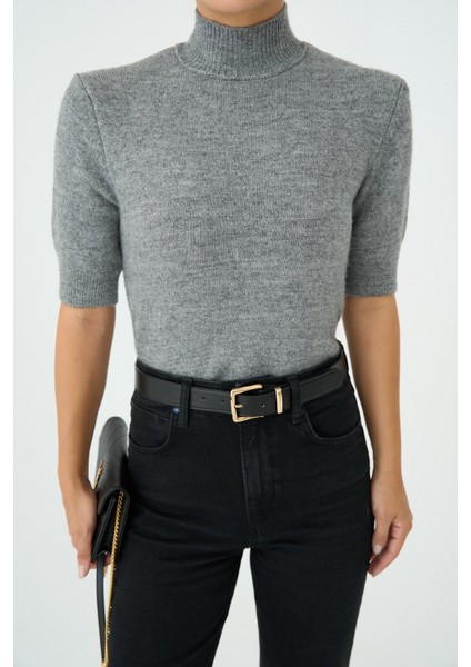 Kadın Yarım Balıkçıl Yaka Kısa Kol Kazak fiyatları