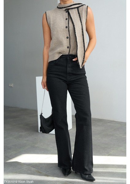 Kadın Fular Yaka Düğmeli Yelek modelleri