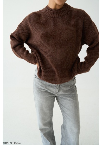 Kadın Bisiklet Yaka Triko Kazak