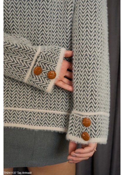 Kadın Örme Balık Sırtı Desenli Cepli Oversize Triko Hırka fırsatları