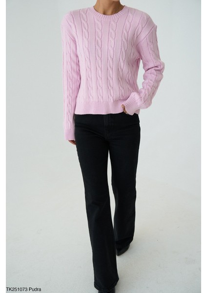 Kadın Basıc Saç Örgü Detaylı Kışlık Kazak modelleri