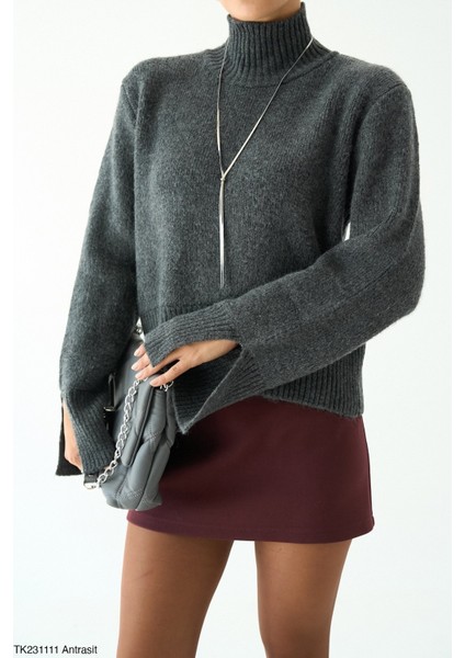 Kadın Yarm Balıkçıl Boğaz Kol Detaylı Kışlık Kazak fiyatları