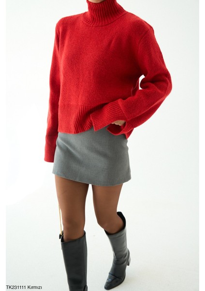 Kadın Yarm Balıkçıl Boğaz Kol Detaylı Kışlık Kazak fiyatları