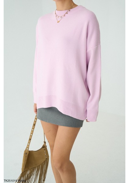 Kadın Bisiklet Yaka Basıc Oversıze Kesim Kazak fiyatları