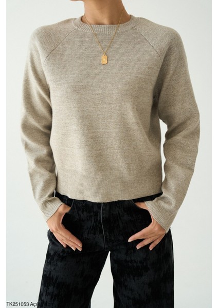 Kadın Bisiklet Yaka Basıc Regular Kesim Kazak