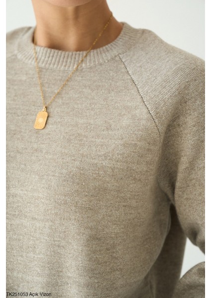 Kadın Bisiklet Yaka Basıc Regular Kesim Kazak modelleri