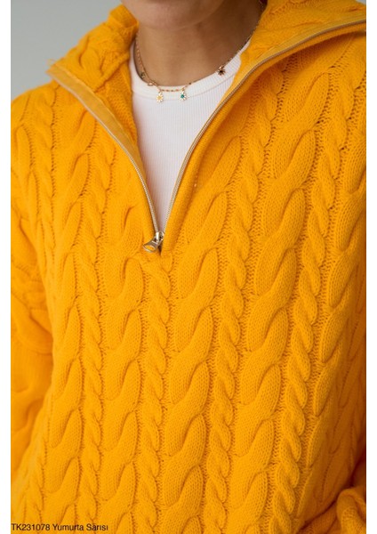 Kadın Yarım Fermuarlı Boğazlı Uzun Kol Kışlık Kazak fiyatları