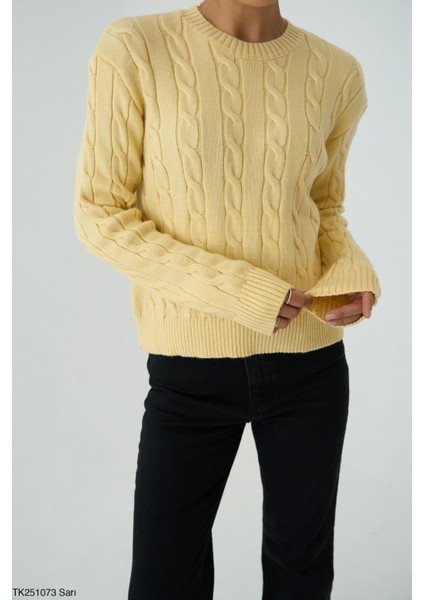 Kadın Basıc Saç Örgü Detaylı Kışlık Kazak modelleri