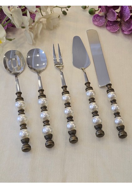 5 Parça Inci Servis Kaşık Seti Antik fiyatları