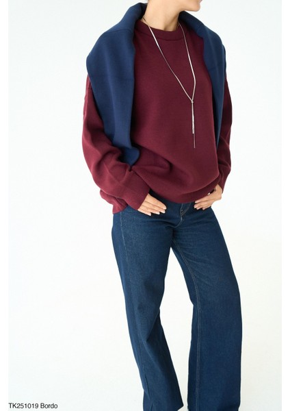 Kadın Bisiklet Yaka Basıc Oversıze Kesim Kazak fiyatları