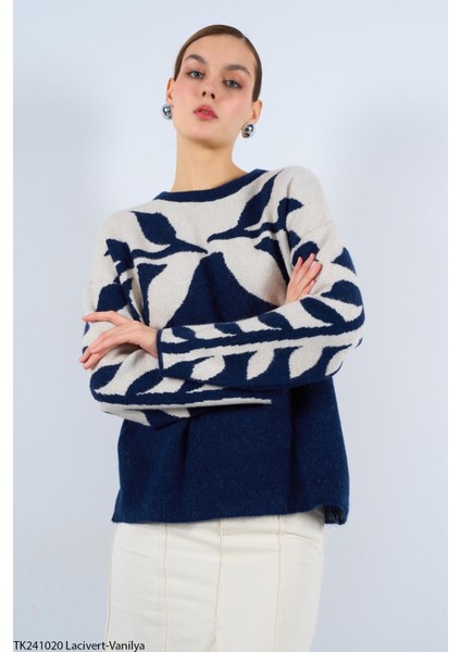 Kadın Desenli Bisiklet Yaka Kazak fiyatları