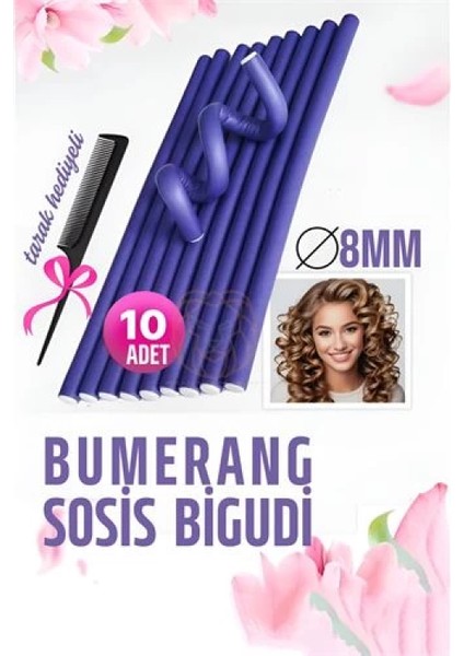 Bumerang Sosis Bigudi Tarak Seti 8 mm Kalınlık 10 Adet
