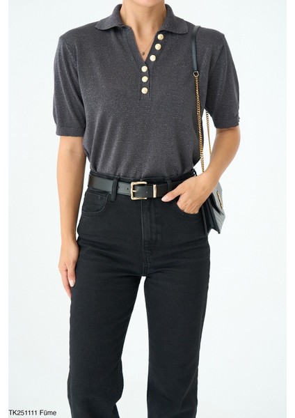 Kadın Erkek Yaka Yarım Düğmeli Ince Sezonluk Kazak