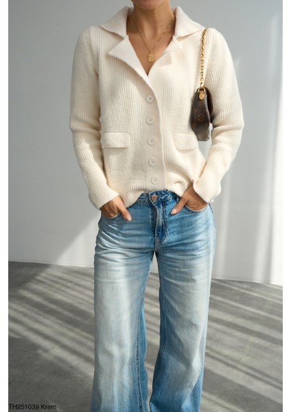 Kadın Erkek Yaka Ceket Tipi Düğmeli Kışlık Hırka modelleri