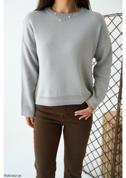 Kadın Ince Basic Bisiklet Yaka Sezonluk Triko Kazak modelleri