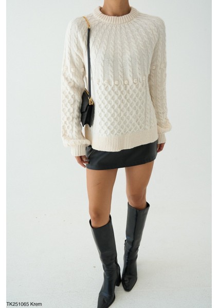 Kadın Bisiklet Yaka Triko Kazak modelleri