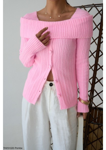 Kadın Kayık Yaka Komple Düğmeli Kışlık Triko Hırka fiyatları