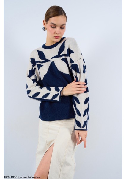 Kadın Desenli Bisiklet Yaka Kazak fırsatları