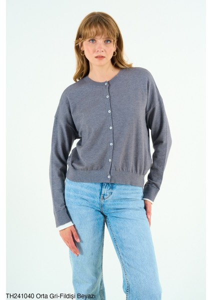 Kadın Full Düğmeli Ince Sezonluk Triko Hırka modelleri