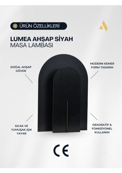 Lumea Ahşap Masa Lambası – Modern, Dekoratif ve Çift Yüzlü Aydınlatma (Siyah & Doğal Renk) fiyatları