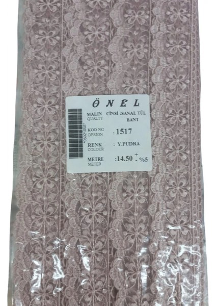 Dantel Polyester Sanal Tül Bant Y.pudra 14,50 Metre En 3 cm ON-1517-PU