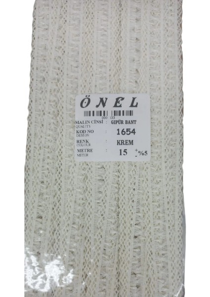 Dantel Polyester Güpür Bant Krem 15 Metre En 3 cm ON-1654-K