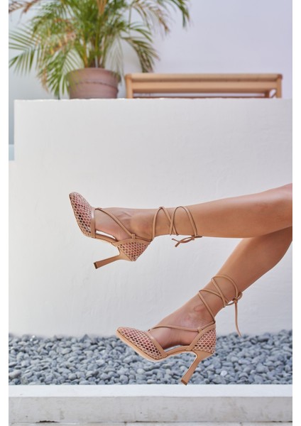 Niklas Kadin Bej File Detay Topuklu Sandalet