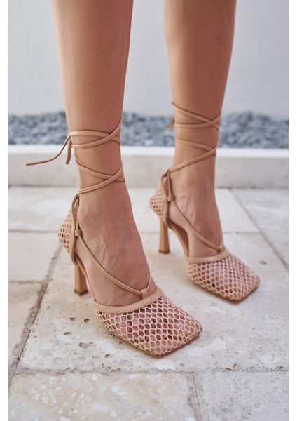 Niklas Kadin Bej File Detay Topuklu Sandalet indirimleri