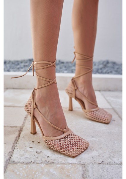 Niklas Kadin Bej File Detay Topuklu Sandalet