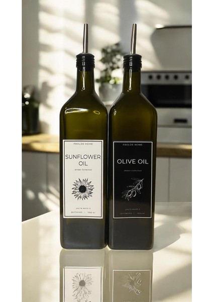 Home 2'li Amber 1000 ml Cam Ayçiçek Yağı Zeytinyağı Şişesi Yağdanlık Vintage Retro fiyatları