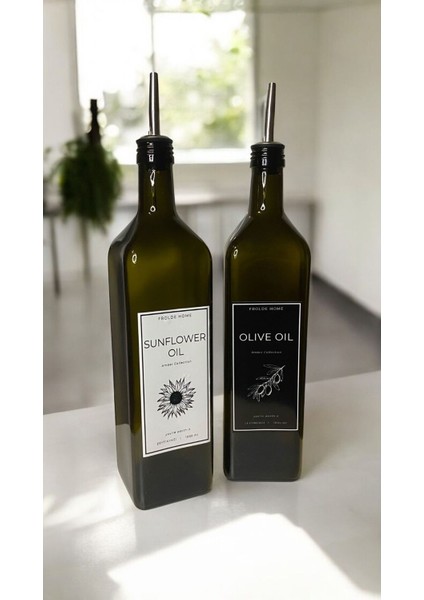 Home 2'li Amber 1000 ml Cam Ayçiçek Yağı Zeytinyağı Şişesi Yağdanlık Vintage Retro fırsatları