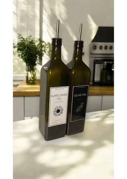 Home 2'li Amber 1000 ml Cam Ayçiçek Yağı Zeytinyağı Şişesi Yağdanlık Vintage Retro indirimleri