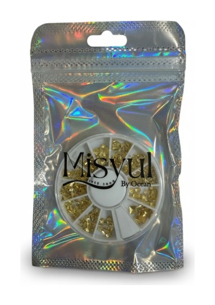 Misyul By Ocean Altın Renkli Tırnak Süsleme Seti - 12 Bölmeli Metal Nail Art Aksesuar Kutusu modelleri