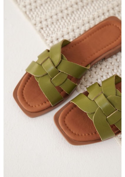 Modaserdem Marlen Haki Yeşili Hakiki Deri Terlik fırsatları