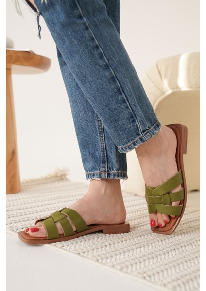 Modaserdem Marlen Haki Yeşili Hakiki Deri Terlik indirimleri