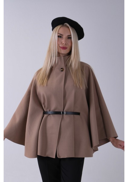 Vizon Önü Tek Düğme Kapamalı Kemer Detaylı Panço 47122713.34