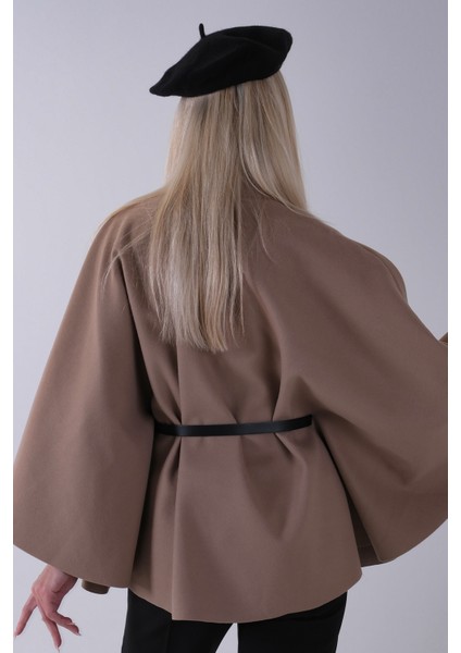 Vizon Önü Tek Düğme Kapamalı Kemer Detaylı Panço 47122713.34