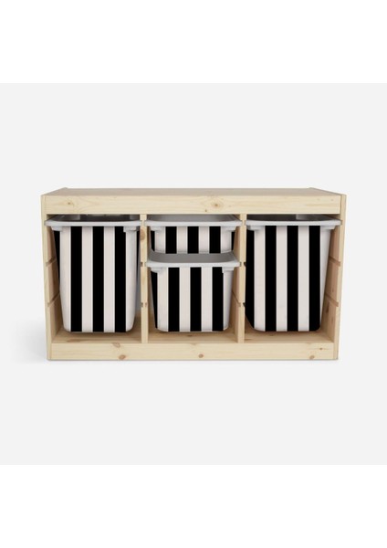 Trofast Siyah Çizgili Sticker - Çocuk Odası Oyuncak Düzenleme Etiketi - Dayanıklı Folyo