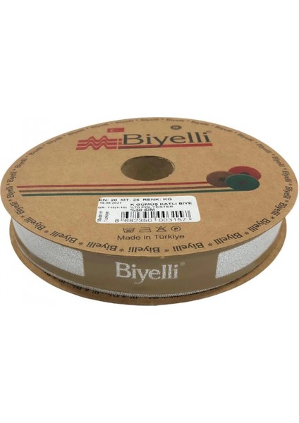 Biye Simli Katlı kg Gümüş 2 cm 25 Metre %50 Simli % 50 Polyester
