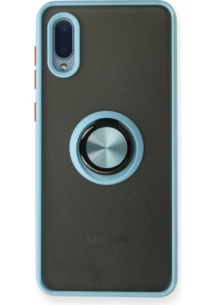 A02 Kılıf Montreal Yüzüklü Silikon Kapak - Buz MAVI-(5796)