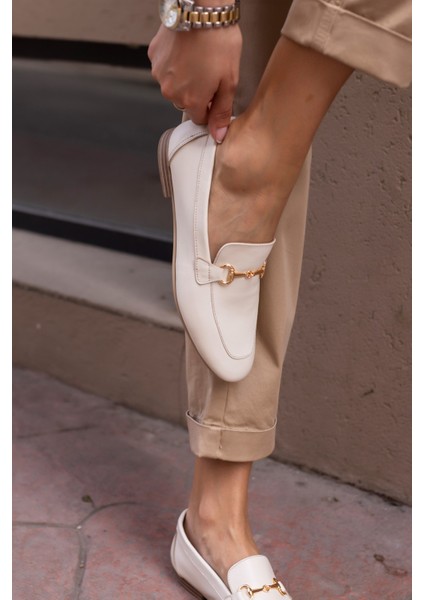 Geola Kadın Kahve Gercek Deri Tokalı Loafer Ayakkabi fırsatları