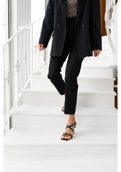 Camilw Kadin Siyah Zincir Detay Topuklu Ayakkabi modelleri