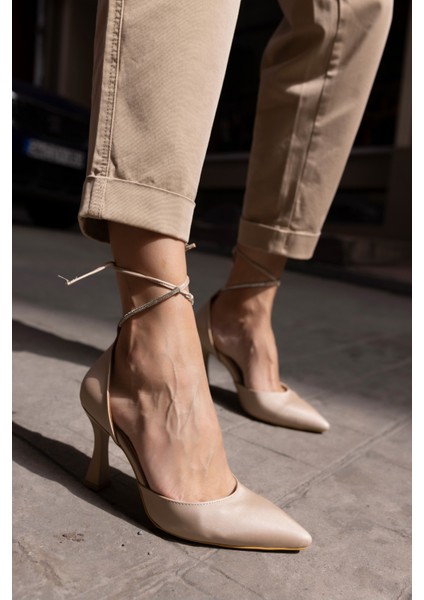 Mitta Kadin Gumus Saten Topuklu Abiye Ayakkabi