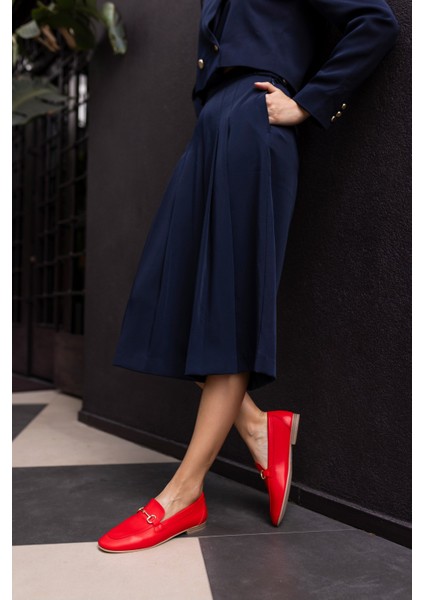 Geola Kadın Kahve Gercek Deri Tokalı Loafer Ayakkabi modelleri