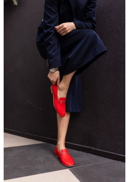 Geola Kadın Kahve Gercek Deri Tokalı Loafer Ayakkabi indirimleri