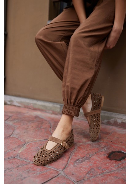 Olimpus Kadın Gold Altın Gercek Deri Babet