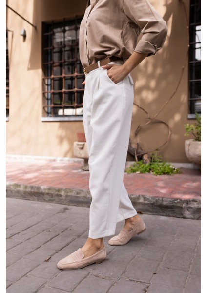 Otton Kadin Vizon Kum Suet Loafer Babet