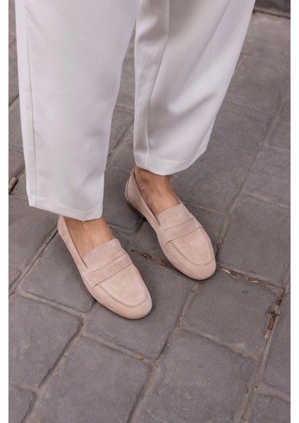 Otton Kadin Vizon Kum Suet Loafer Babet