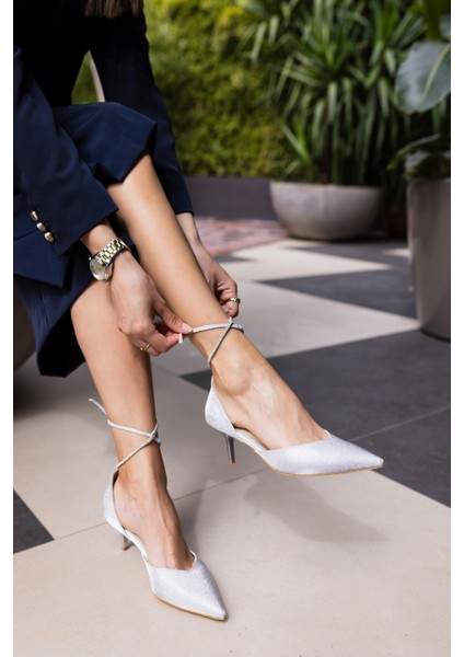 Simma Kadin Rose Simli Topuklu Abiye Ayakkabi